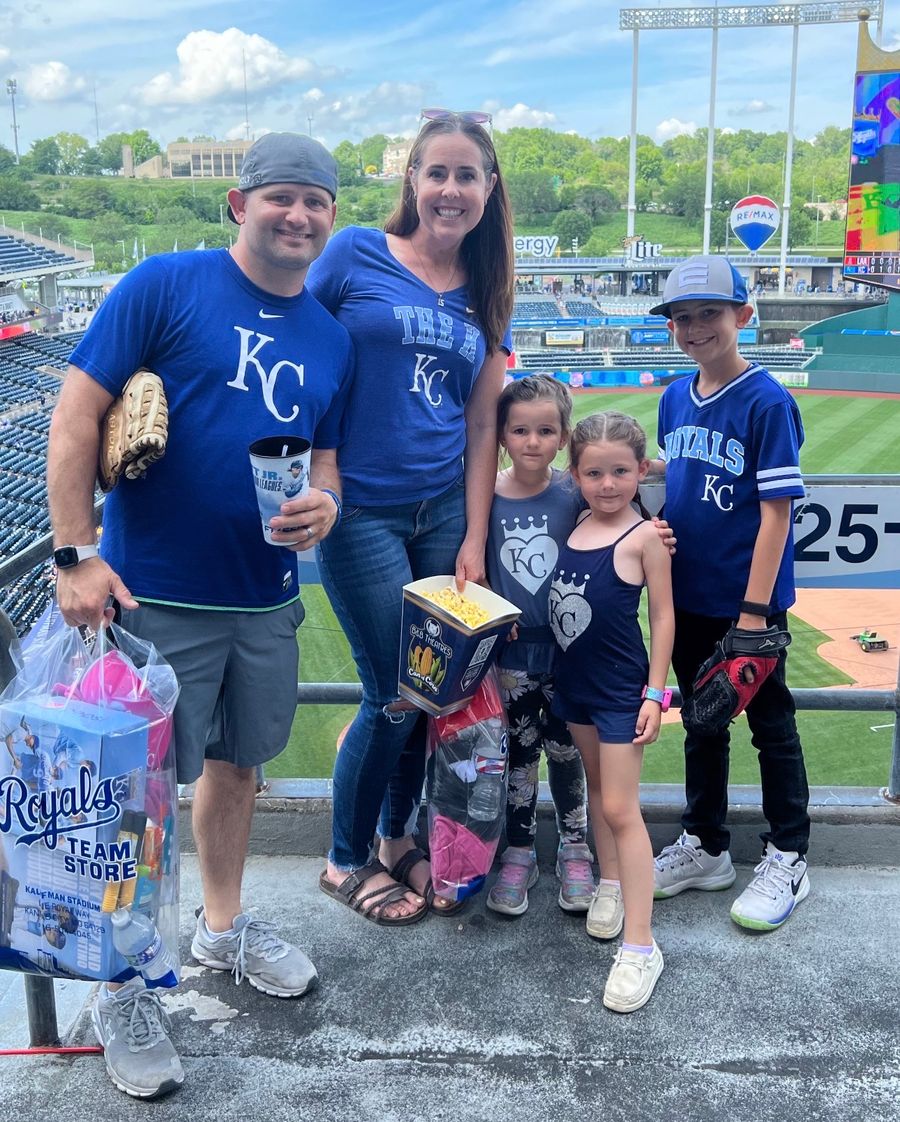 Daniel and his family at a Kansas City Royals game